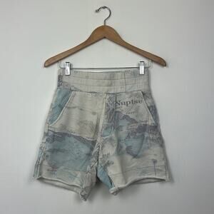 Elder Statesmen Cotton Map Sweat Shorts